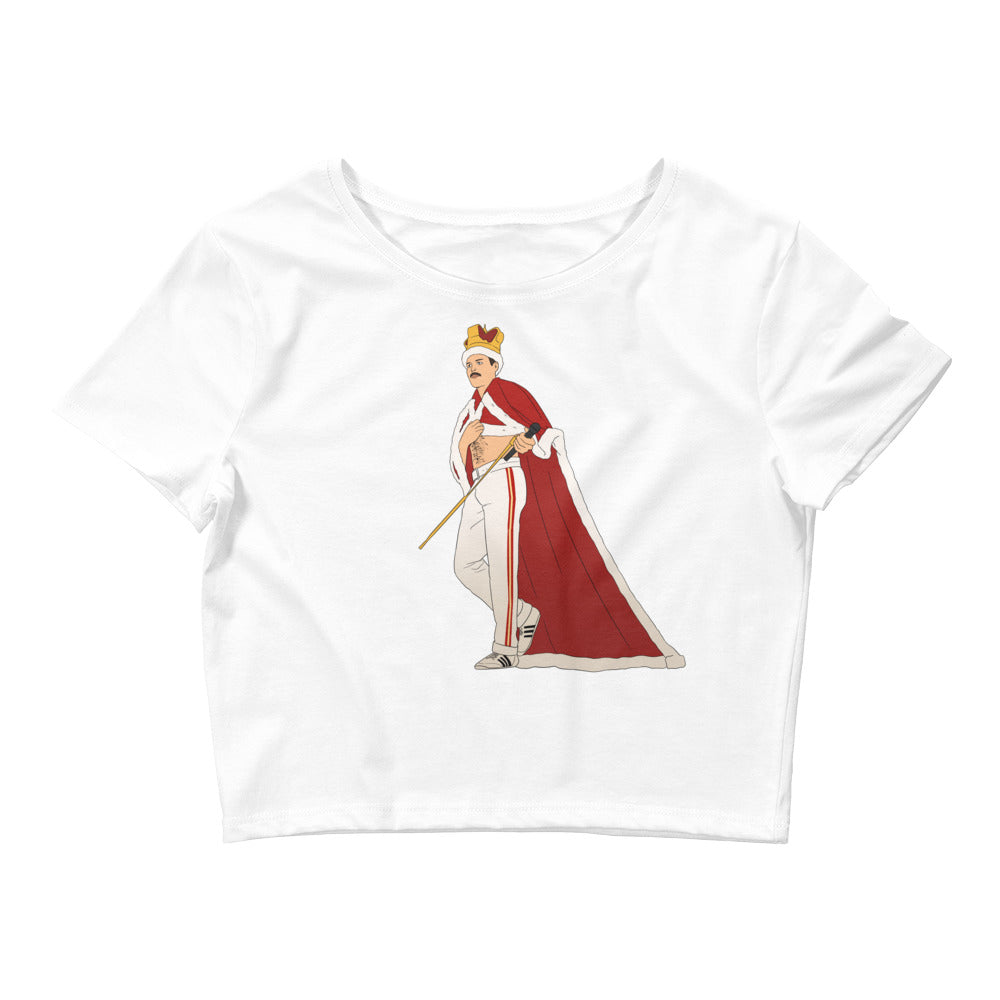 White Queen Freddy Mercury Crop Top by Printful sold by Queer In The World: The Shop - LGBT Merch Fashion