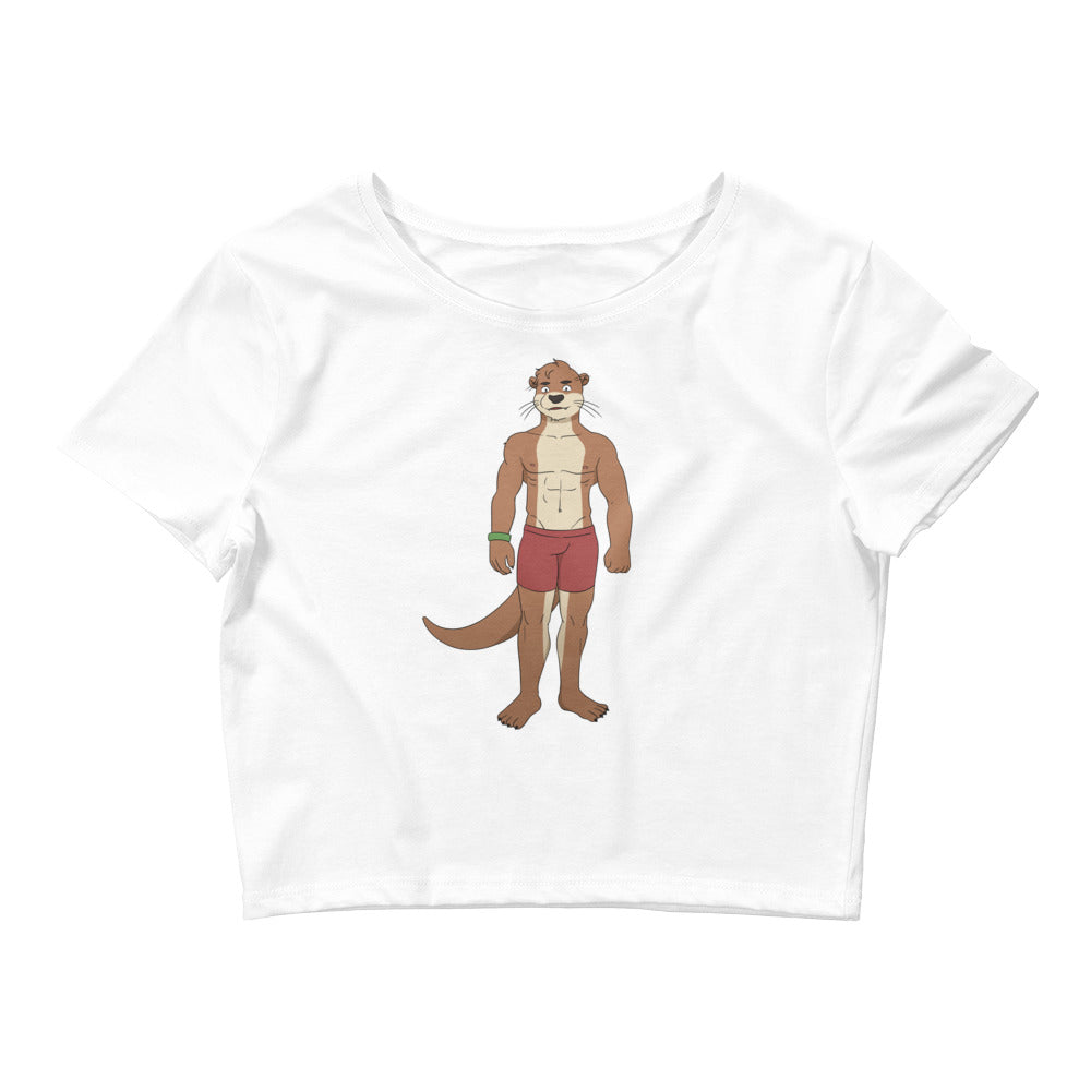 White Gay Otter Crop Top by Printful sold by Queer In The World: The Shop - LGBT Merch Fashion