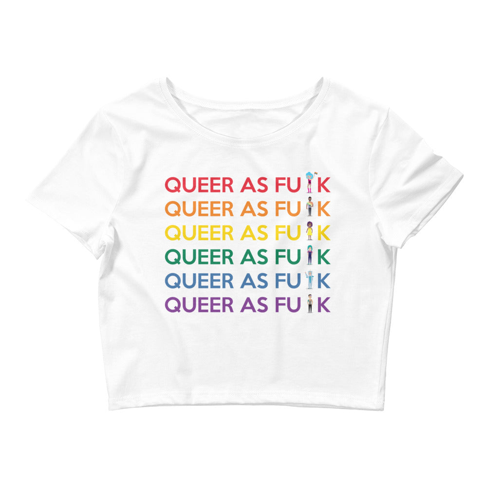 White Queer As Fu#k Crop Top by Queer In The World Originals sold by Queer In The World: The Shop - LGBT Merch Fashion