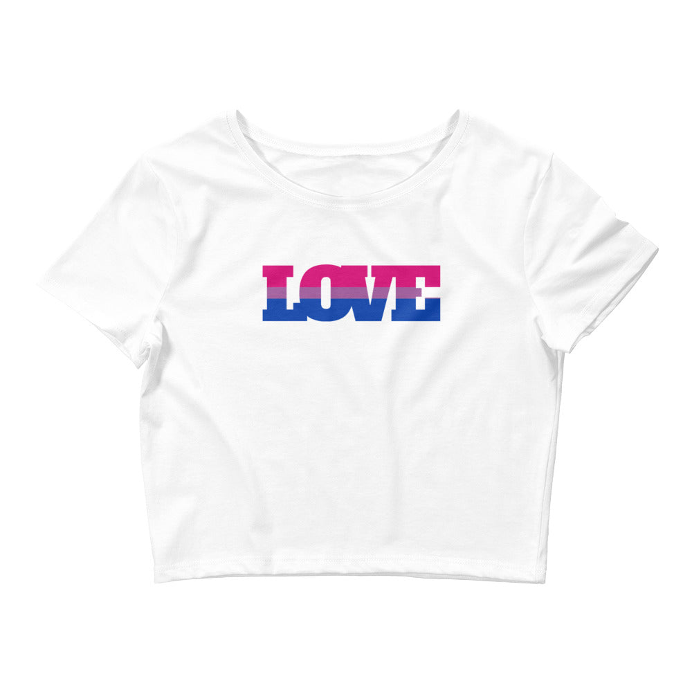 White Bisexual Love Crop Top by Queer In The World Originals sold by Queer In The World: The Shop - LGBT Merch Fashion