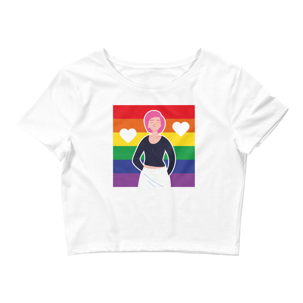 White Queer Love Is Love Is Love Crop Top by Queer In The World Originals sold by Queer In The World: The Shop - LGBT Merch Fashion