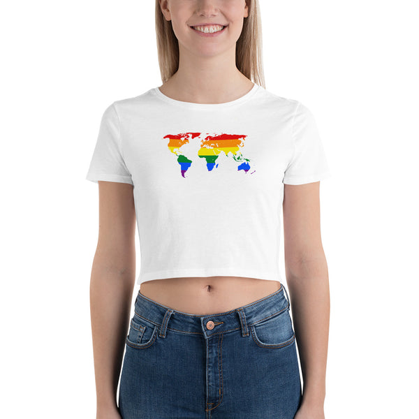 White Gay Map Crop Top by Queer In The World Originals sold by Queer In The World: The Shop - LGBT Merch Fashion