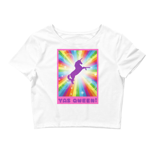 White Yas Qween! Crop Top by Queer In The World Originals sold by Queer In The World: The Shop - LGBT Merch Fashion
