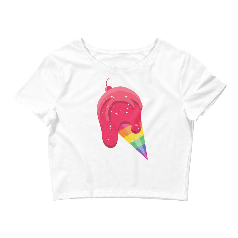 White Gay Icecream Crop Top by Queer In The World Originals sold by Queer In The World: The Shop - LGBT Merch Fashion