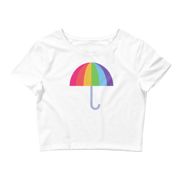 White Gay Umbrella Crop Top by Queer In The World Originals sold by Queer In The World: The Shop - LGBT Merch Fashion