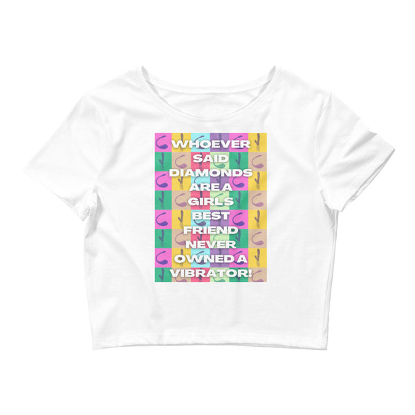 White Never Owned A Vibrator Crop Top by Queer In The World Originals sold by Queer In The World: The Shop - LGBT Merch Fashion