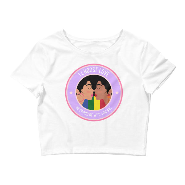 White I Choose Love Crop Top by Queer In The World Originals sold by Queer In The World: The Shop - LGBT Merch Fashion