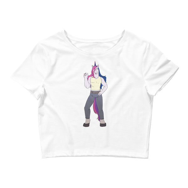 White Bisexual Unicorn Crop Top by Queer In The World Originals sold by Queer In The World: The Shop - LGBT Merch Fashion