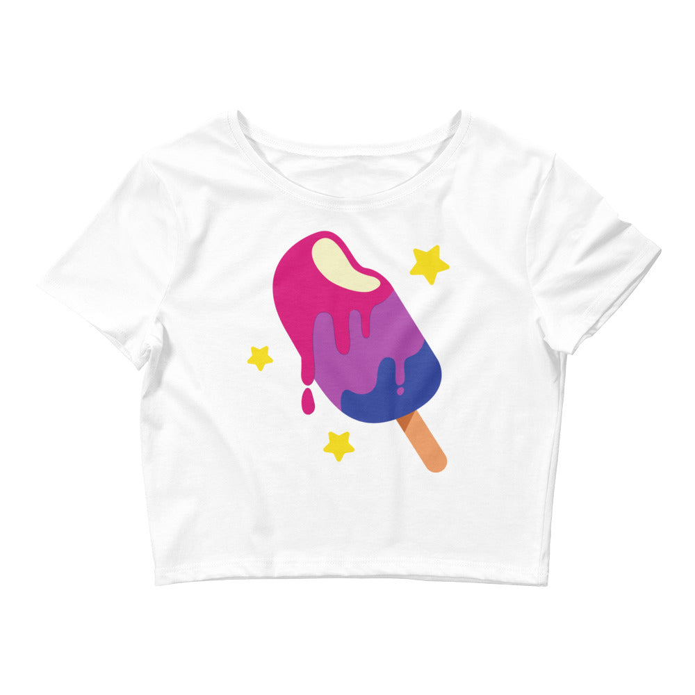 White Bisexual Popsicle Crop Top by Queer In The World Originals sold by Queer In The World: The Shop - LGBT Merch Fashion