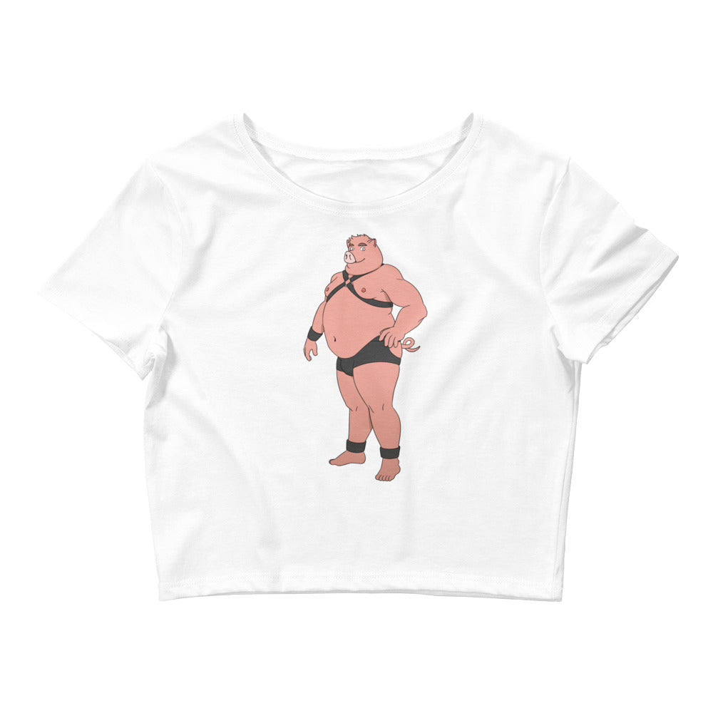 White Gay Pig Crop Top by Queer In The World Originals sold by Queer In The World: The Shop - LGBT Merch Fashion