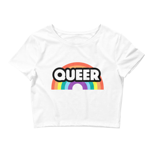 White Queer Rainbow Crop Top by Queer In The World Originals sold by Queer In The World: The Shop - LGBT Merch Fashion