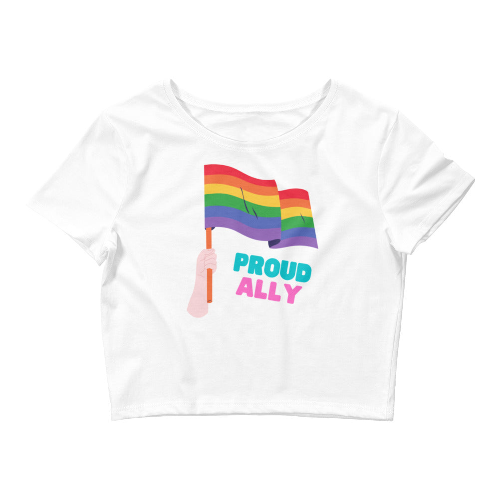 White Proud Ally Crop Top by Queer In The World Originals sold by Queer In The World: The Shop - LGBT Merch Fashion