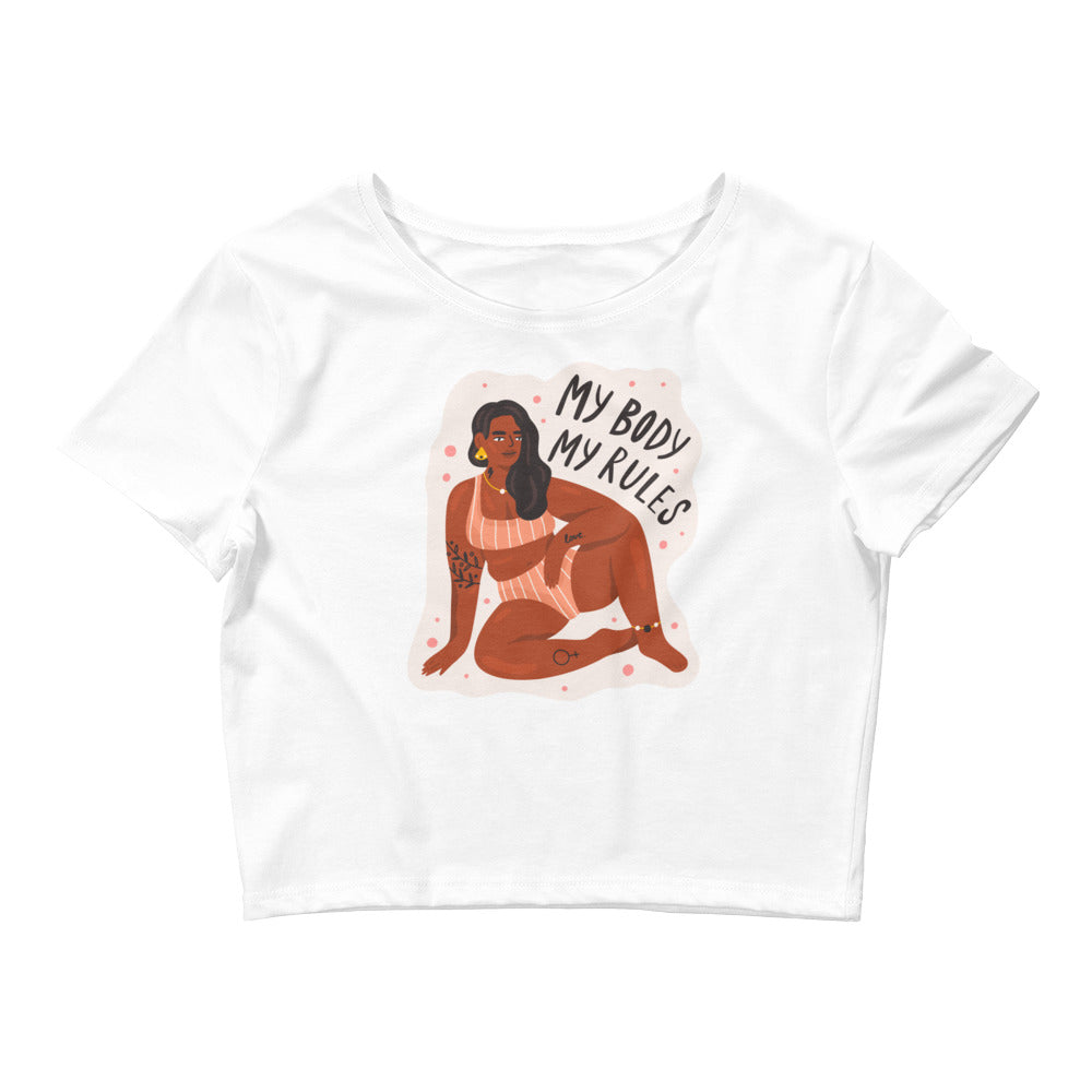 White My Body My Rules Crop Top by Queer In The World Originals sold by Queer In The World: The Shop - LGBT Merch Fashion