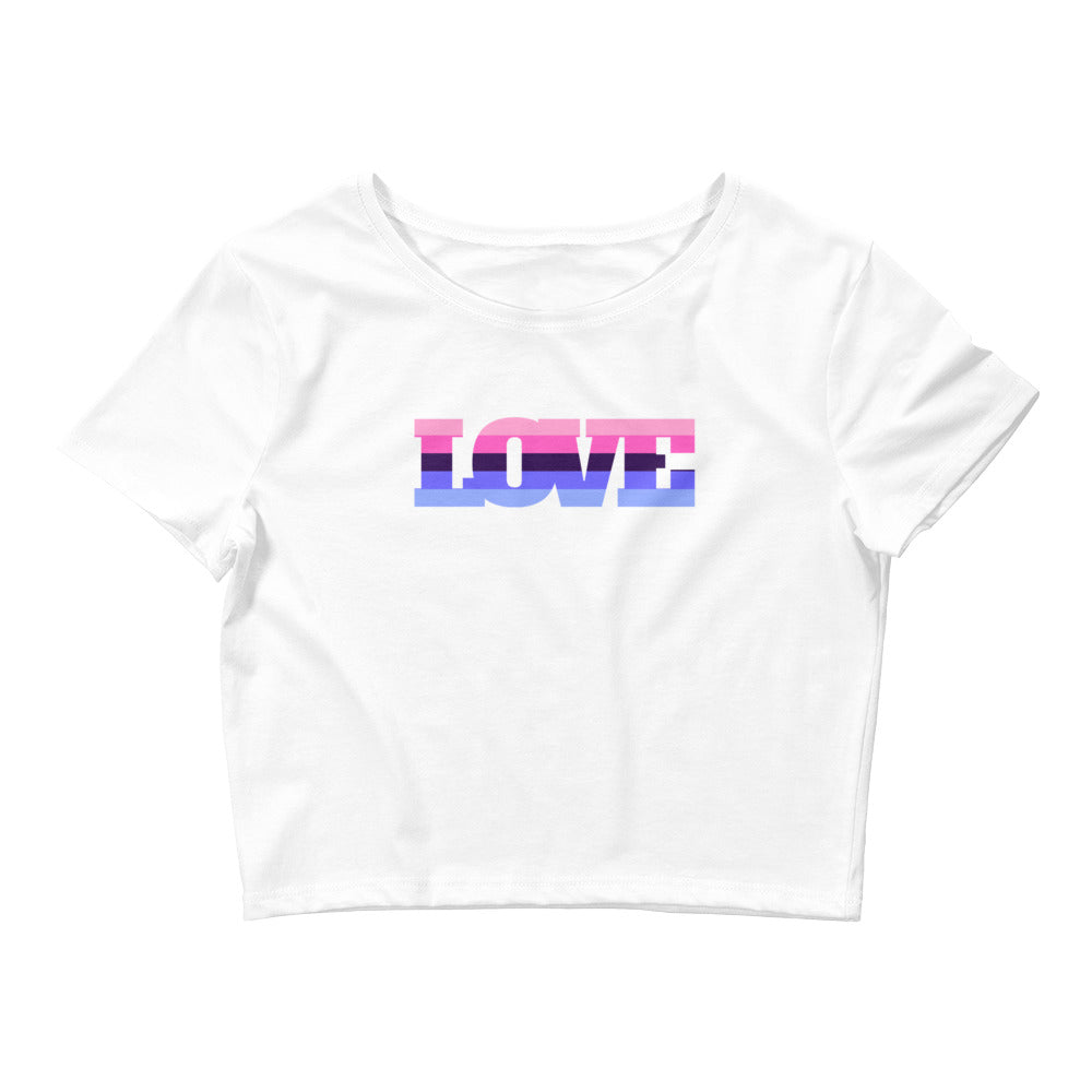 White Omnisexual Love Crop Top by Queer In The World Originals sold by Queer In The World: The Shop - LGBT Merch Fashion