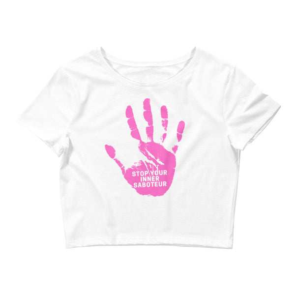 White Stop Your Inner Saboteur Crop Top by Queer In The World Originals sold by Queer In The World: The Shop - LGBT Merch Fashion