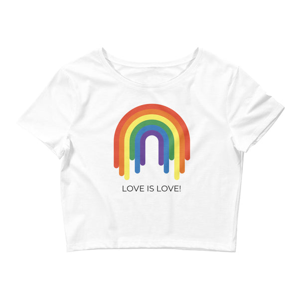 White Love Is Love Rainbow Crop Top by Queer In The World Originals sold by Queer In The World: The Shop - LGBT Merch Fashion