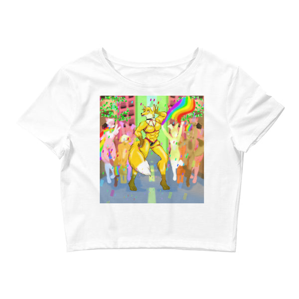 White Gay Furry Pride Crop Top by Queer In The World Originals sold by Queer In The World: The Shop - LGBT Merch Fashion