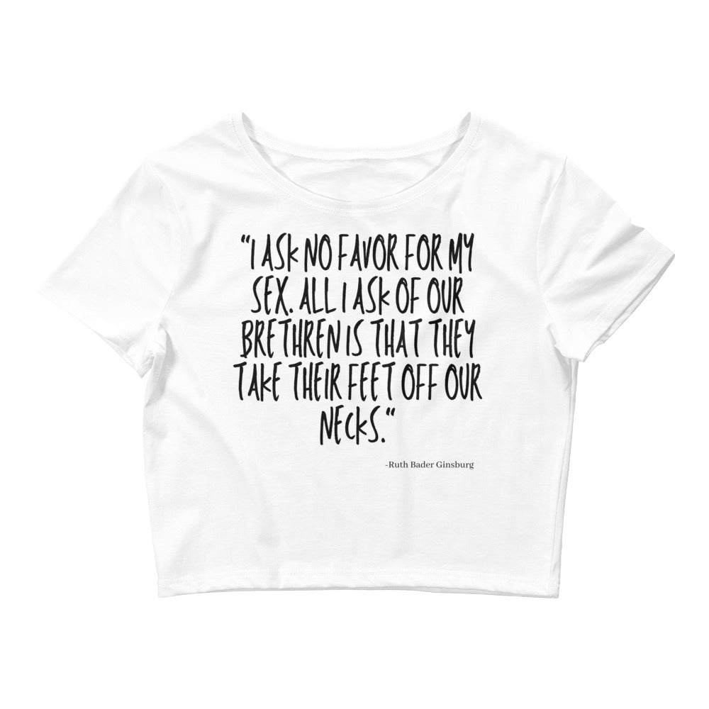 White I Ask No Favor For My Sex Crop Top by Printful sold by Queer In The World: The Shop - LGBT Merch Fashion