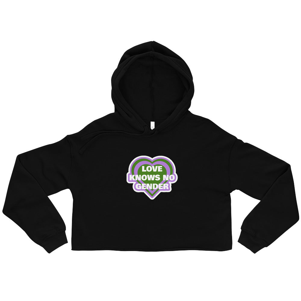 Black Love Knows No Gender Crop Hoodie by Queer In The World Originals sold by Queer In The World: The Shop - LGBT Merch Fashion