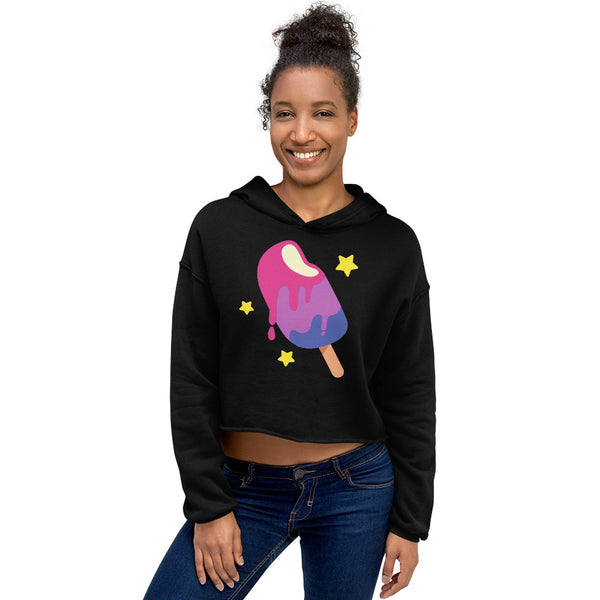 Black Bisexual Popsicle Crop Hoodie by Queer In The World Originals sold by Queer In The World: The Shop - LGBT Merch Fashion