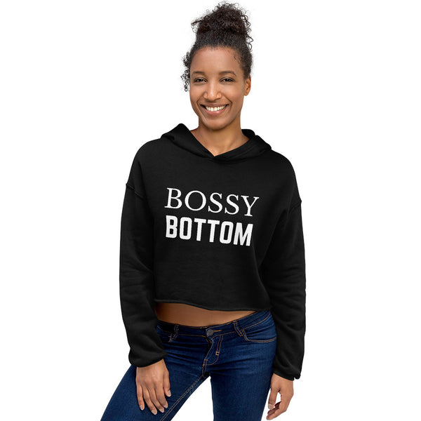 Black Bossy Bottom Crop Hoodie by Queer In The World Originals sold by Queer In The World: The Shop - LGBT Merch Fashion