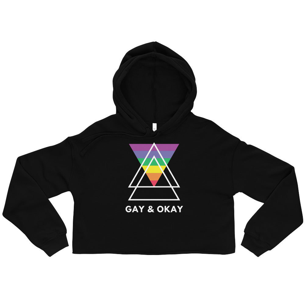 Black Gay & OK Crop Hoodie by Queer In The World Originals sold by Queer In The World: The Shop - LGBT Merch Fashion