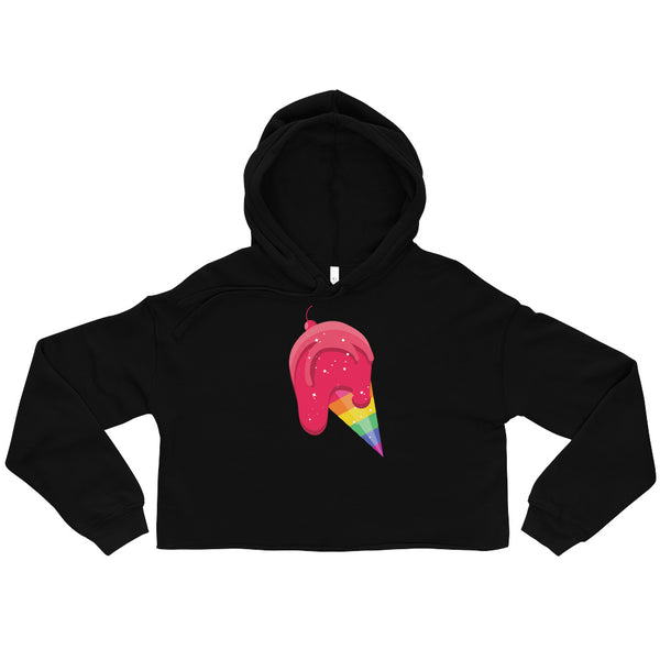 Black Gay Icecream Crop Hoodie by Queer In The World Originals sold by Queer In The World: The Shop - LGBT Merch Fashion