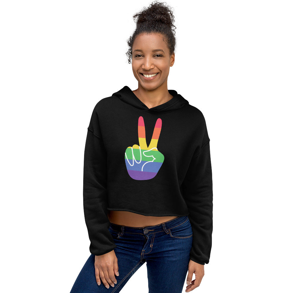 Black Gay Pride Crop Hoodie by Queer In The World Originals sold by Queer In The World: The Shop - LGBT Merch Fashion