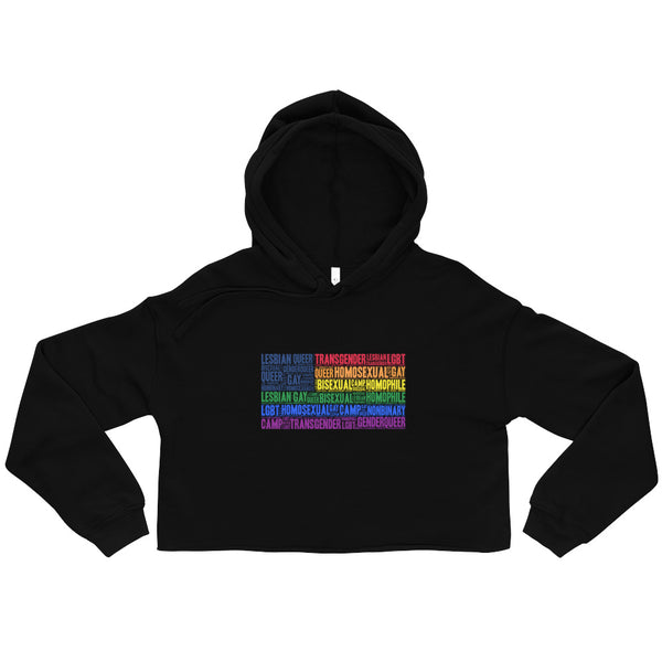 Black Gay USA Crop Hoodie by Queer In The World Originals sold by Queer In The World: The Shop - LGBT Merch Fashion