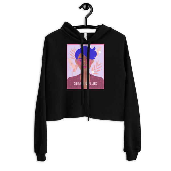 Black Gender-Fluid Crop Hoodie by Queer In The World Originals sold by Queer In The World: The Shop - LGBT Merch Fashion