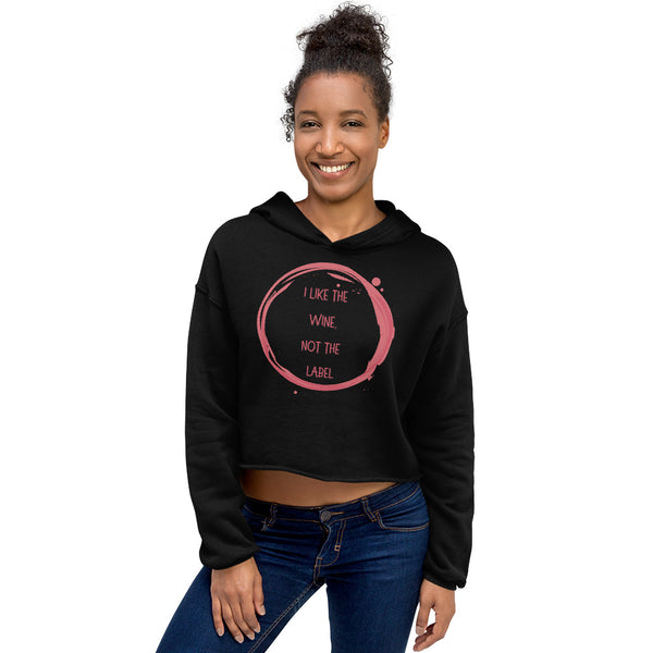 Black I Like The Wine Not The Label Pansexual Crop Hoodie by Queer In The World Originals sold by Queer In The World: The Shop - LGBT Merch Fashion