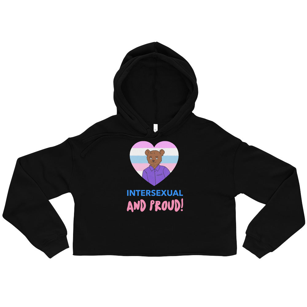 Black Intersexual And Proud Crop Hoodie by Queer In The World Originals sold by Queer In The World: The Shop - LGBT Merch Fashion