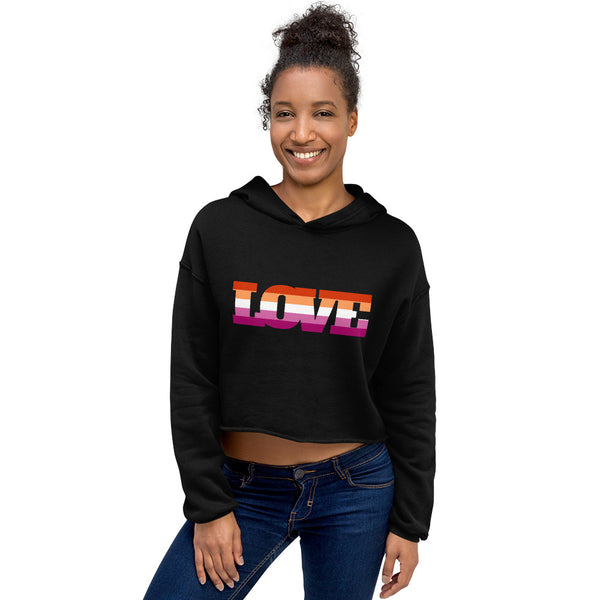 Black Lesbian Love Crop Hoodie by Queer In The World Originals sold by Queer In The World: The Shop - LGBT Merch Fashion