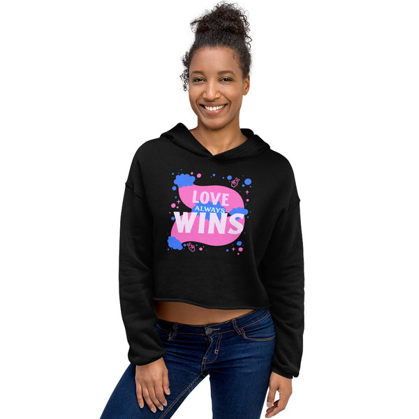 Black Love Always Wins Crop Hoodie by Queer In The World Originals sold by Queer In The World: The Shop - LGBT Merch Fashion