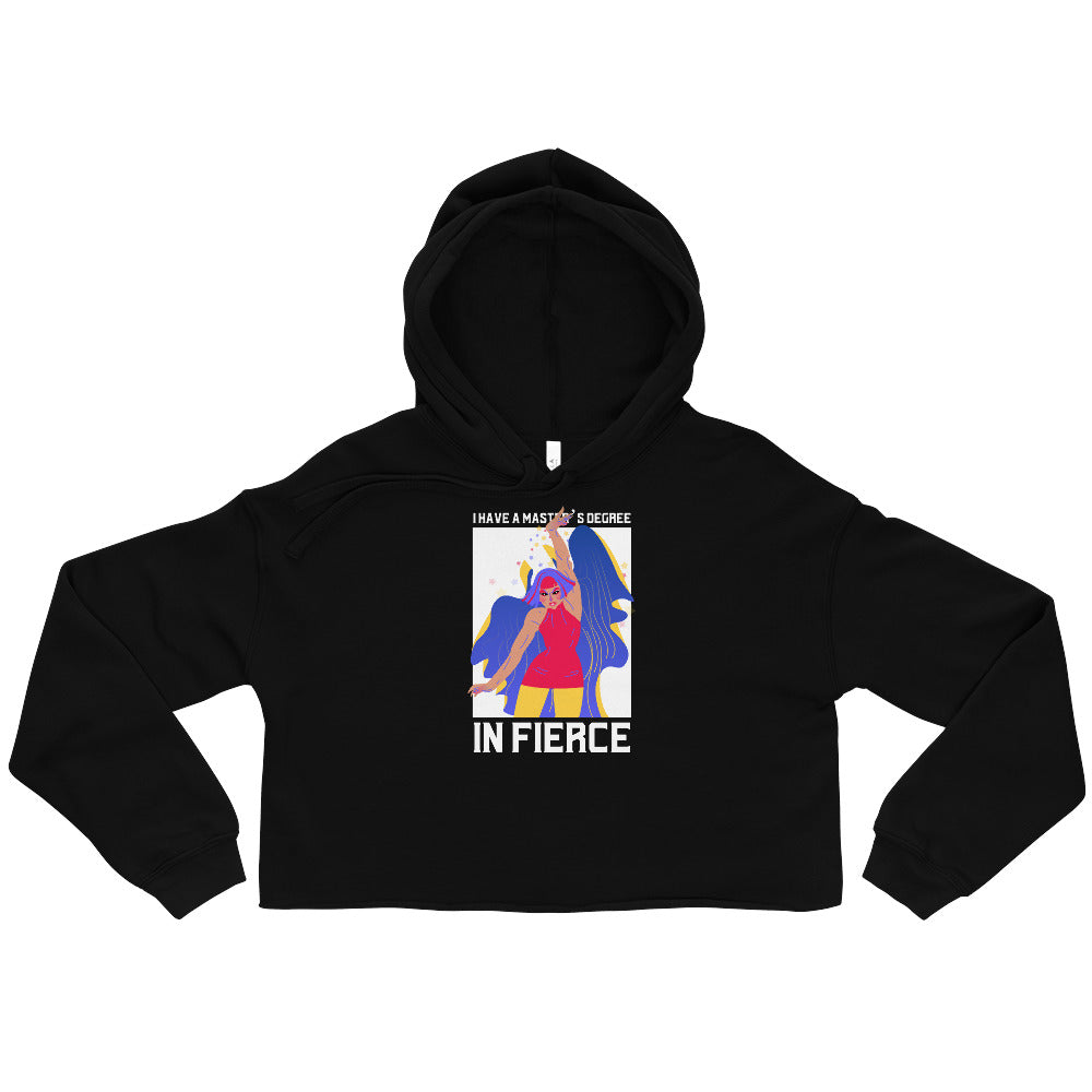 Black Master's Degree In Fierce Crop Hoodie by Queer In The World Originals sold by Queer In The World: The Shop - LGBT Merch Fashion