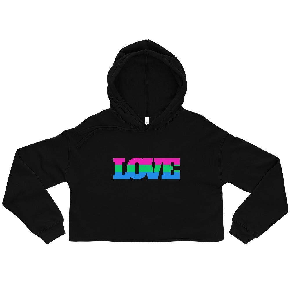 Black Polysexual Love Crop Hoodie by Queer In The World Originals sold by Queer In The World: The Shop - LGBT Merch Fashion