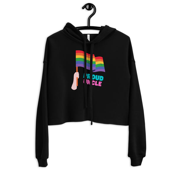 Black Proud Uncle Crop Hoodie by Queer In The World Originals sold by Queer In The World: The Shop - LGBT Merch Fashion