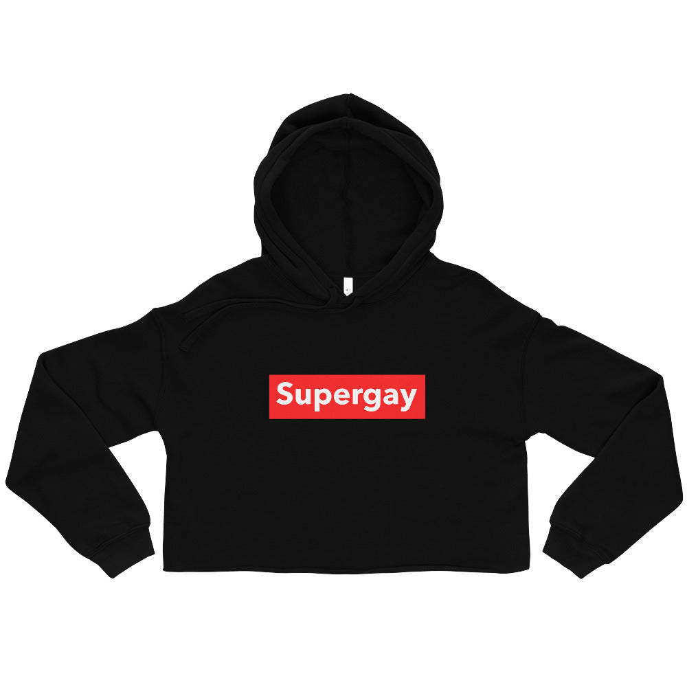 Black Supergay Crop Hoodie by Queer In The World Originals sold by Queer In The World: The Shop - LGBT Merch Fashion