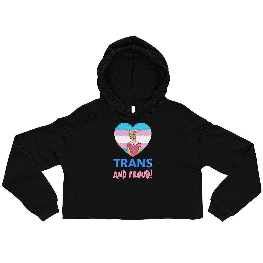 Black Trans And Proud Crop Hoodie by Queer In The World Originals sold by Queer In The World: The Shop - LGBT Merch Fashion