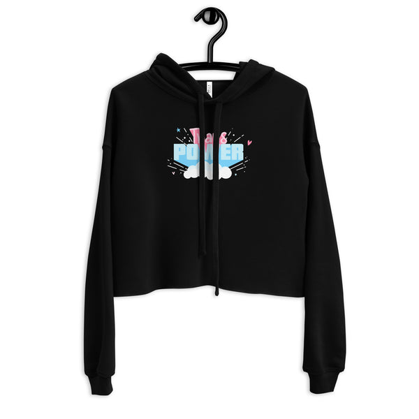 Black Trans Power Crop Hoodie by Queer In The World Originals sold by Queer In The World: The Shop - LGBT Merch Fashion