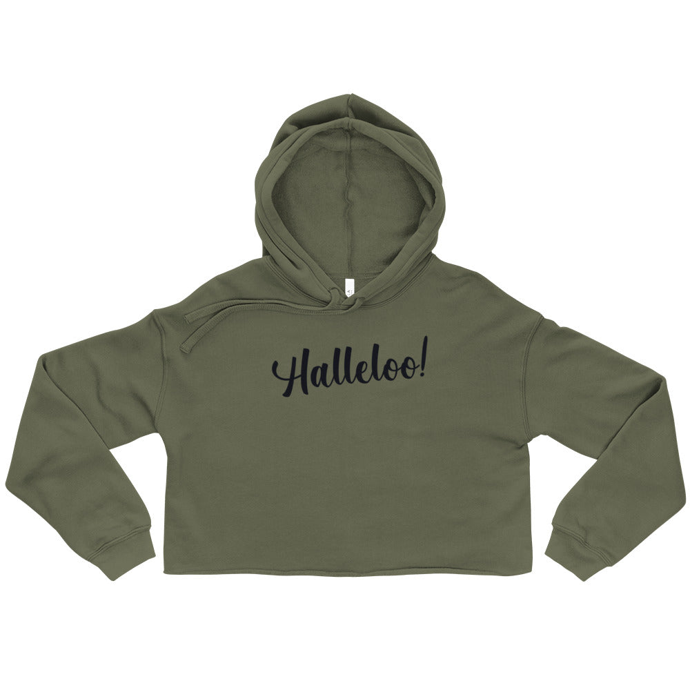 Military Green Halleloo! Crop Hoodie by Queer In The World Originals sold by Queer In The World: The Shop - LGBT Merch Fashion
