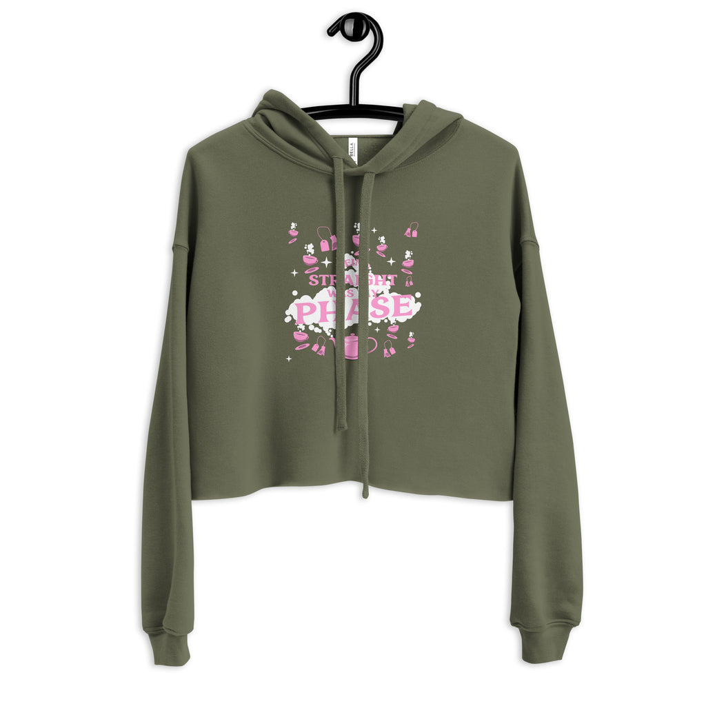 Military Green Being Straight Was My Phase Crop Hoodie by Queer In The World Originals sold by Queer In The World: The Shop - LGBT Merch Fashion