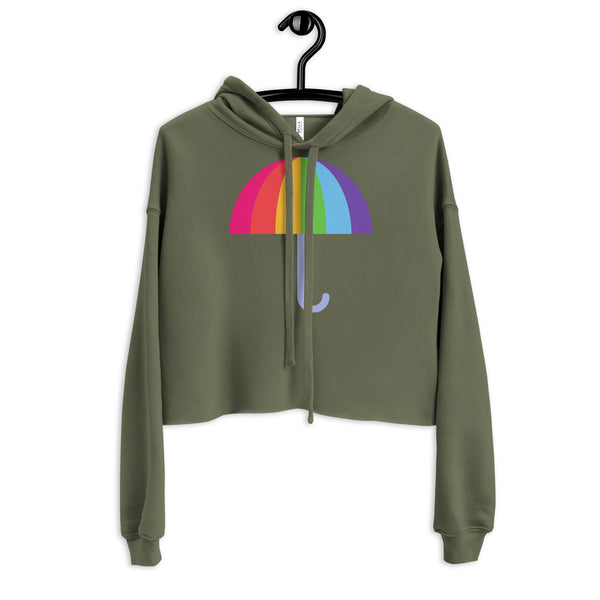 Military Green Gay Umbrella Crop Hoodie by Queer In The World Originals sold by Queer In The World: The Shop - LGBT Merch Fashion