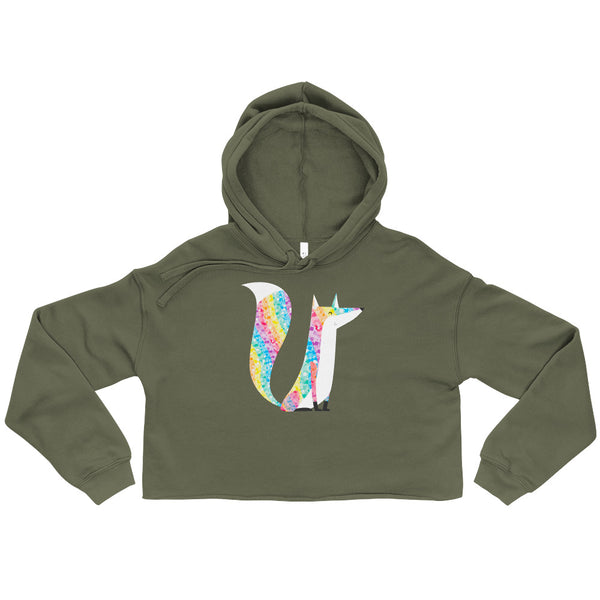 Military Green Glitter Fox Crop Hoodie by Queer In The World Originals sold by Queer In The World: The Shop - LGBT Merch Fashion