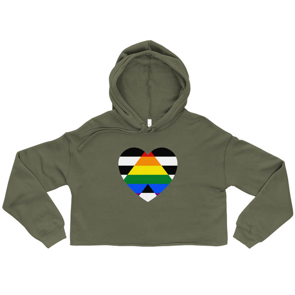 Military Green LGBTQ Ally Crop Hoodie by Queer In The World Originals sold by Queer In The World: The Shop - LGBT Merch Fashion