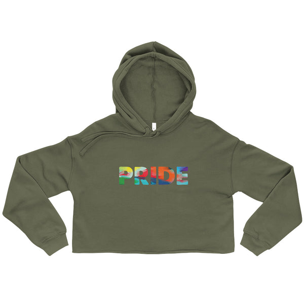 Military Green Pride Crop Hoodie by Queer In The World Originals sold by Queer In The World: The Shop - LGBT Merch Fashion