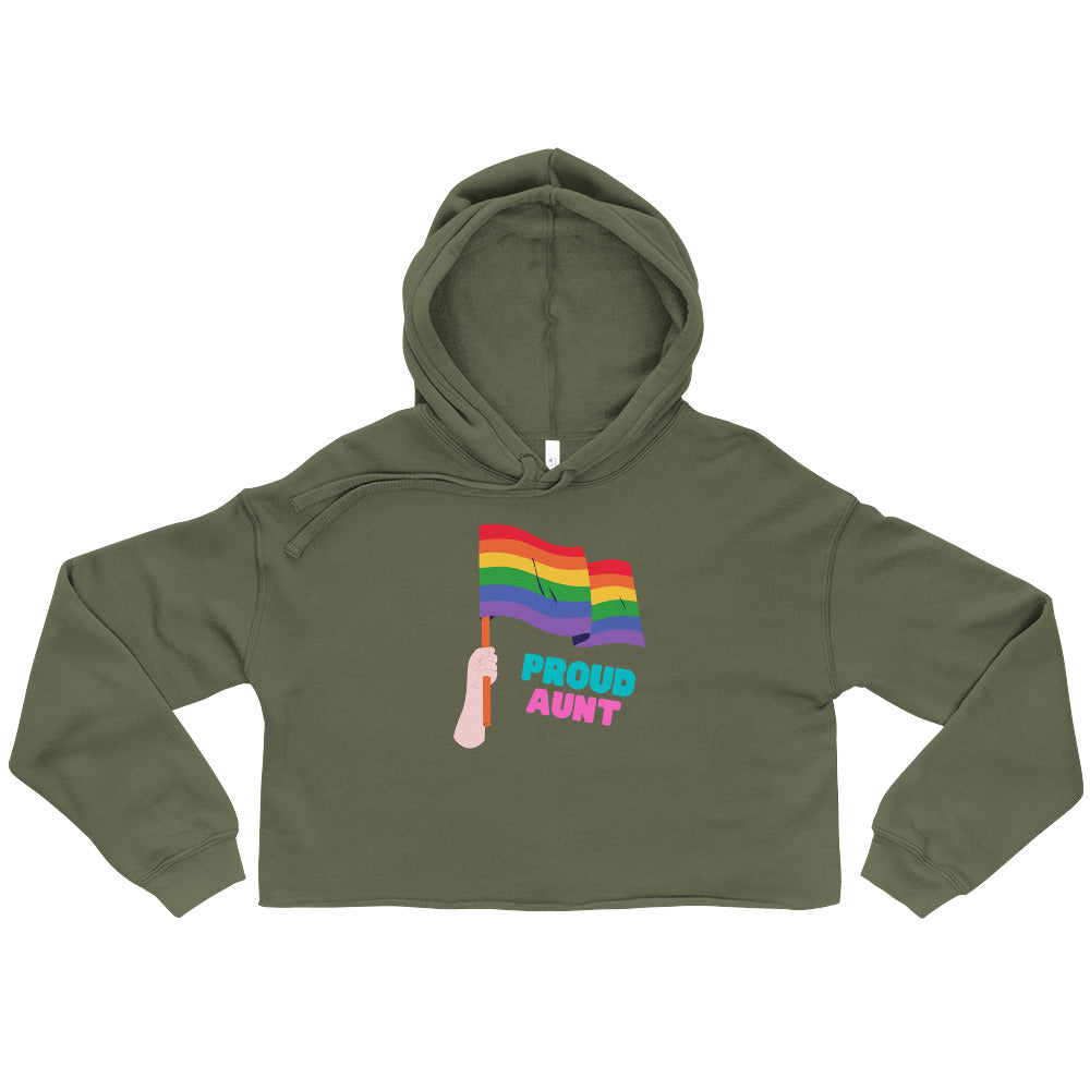 Military Green Proud Aunt Crop Hoodie by Queer In The World Originals sold by Queer In The World: The Shop - LGBT Merch Fashion