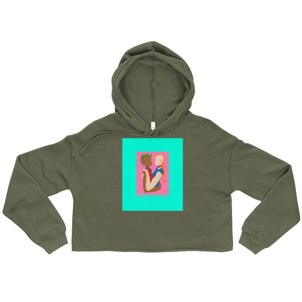 Military Green Hearts Not Parts Crop Hoodie by Queer In The World Originals sold by Queer In The World: The Shop - LGBT Merch Fashion