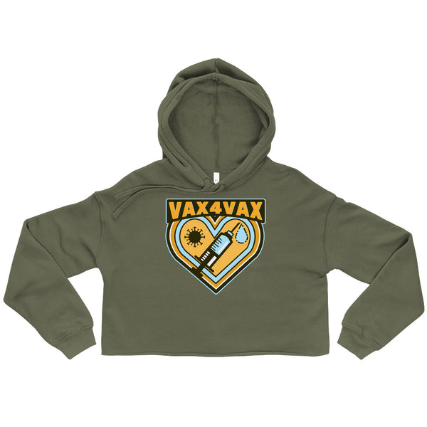 Military Green Vax 4 Vax Crop Hoodie by Queer In The World Originals sold by Queer In The World: The Shop - LGBT Merch Fashion