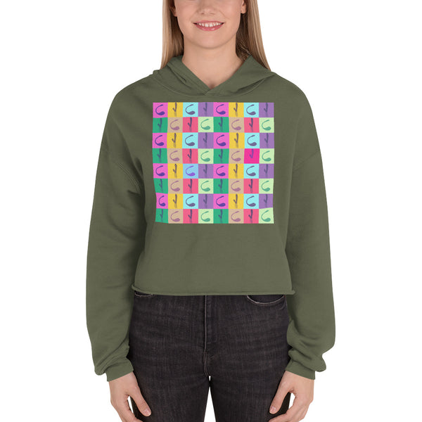 Military Green Vibrator Pop Art Crop Hoodie by Queer In The World Originals sold by Queer In The World: The Shop - LGBT Merch Fashion